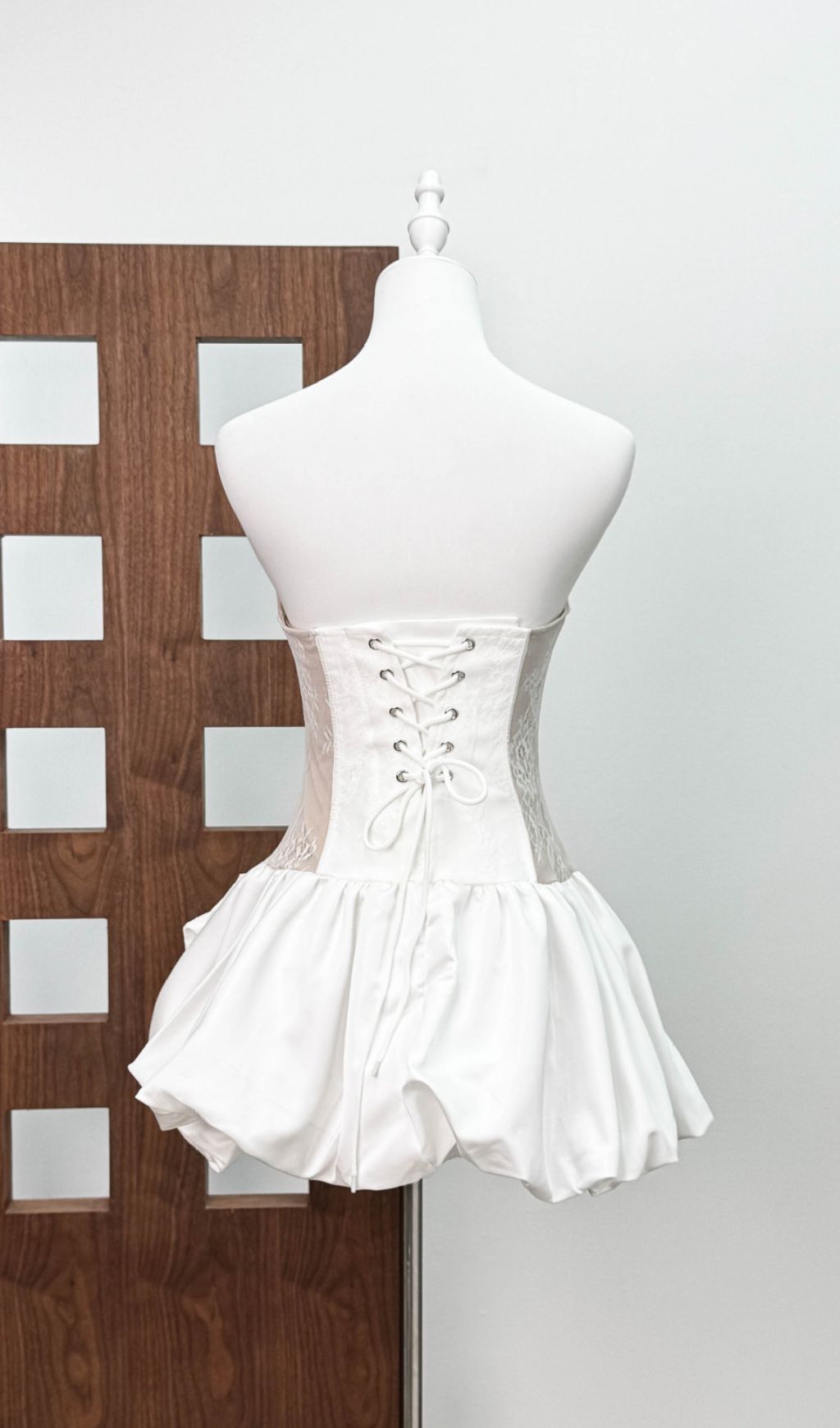 Irene White Strapless Corset Flower Mini Dress Flowering Girl