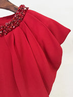 Kyû Red Diamante Maxi Dress Flowering Girl