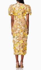 Aliya 3D Flower Midi Dress Flowering Girl