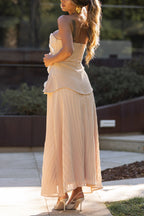 Mignon Apricot Floral Strapless Maxi Dress Flowering Girl