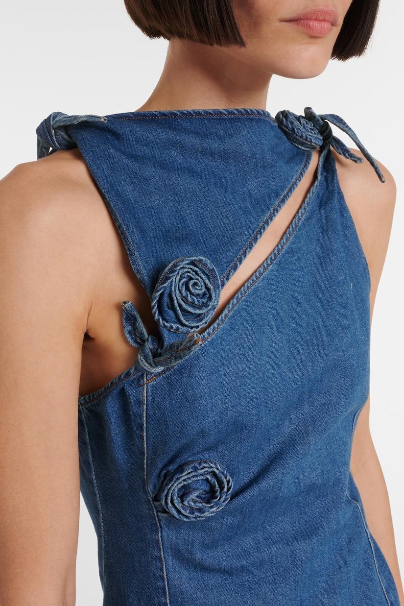 Balto Flower Asymmetric Denim Mini Dress Flowering Girl