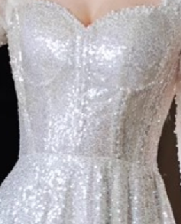White Sequined Tulle A-Line Gown Flowering Girl