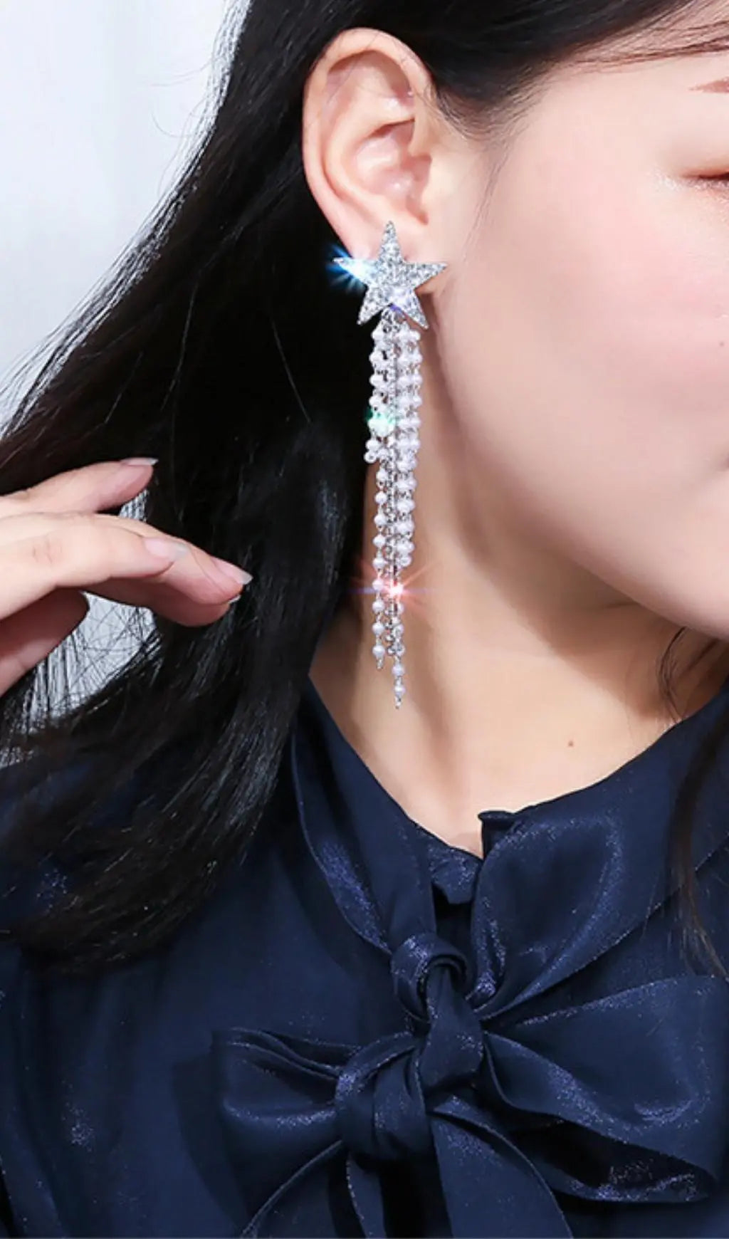 Asymmetrical Star Earrings Flowering Girl