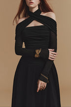 Silouh Long Sleeve Midi Dress Flowering Girl