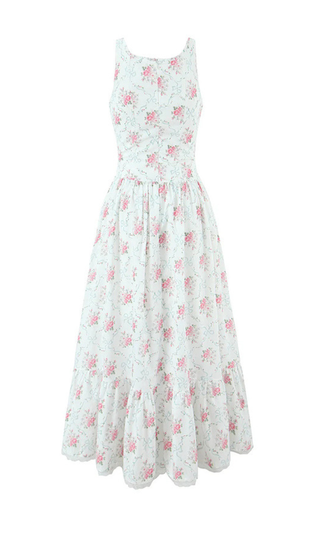 Haruhi Sleeveless Floral Midi Dress Flowering Girl
