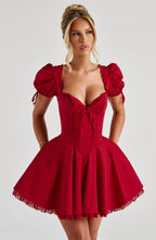 Annie Mini Dress - Red Flowering Girl