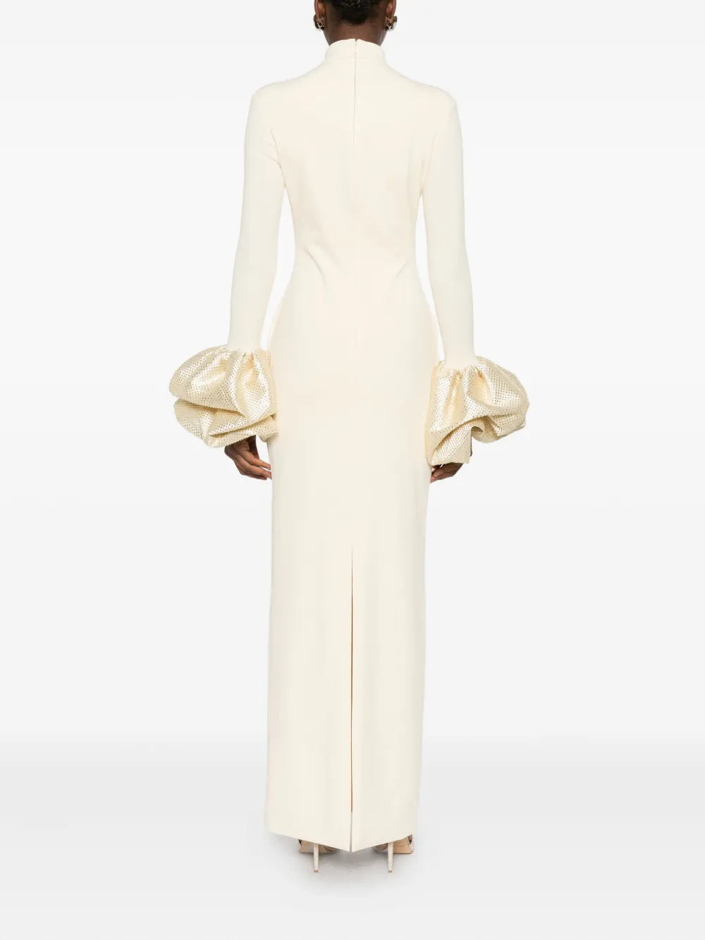 Rachel Ruffled Crystal-Embellished Crepe Mock-Neck Gown Flowering Girl