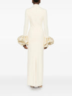 Rachel Ruffled Crystal-Embellished Crepe Mock-Neck Gown Flowering Girl