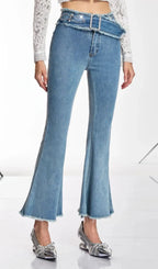 Danette Rhinestone Flare Jeans Flowering Girl