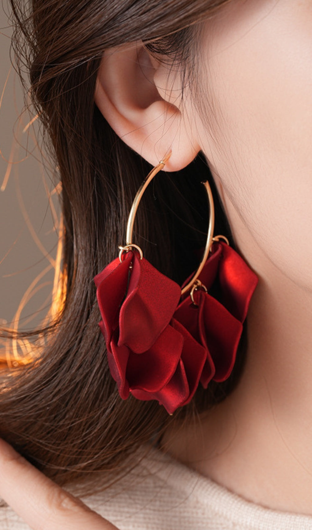 Dina Red Petal Earrings Flowering Girl