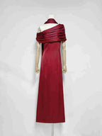 Deep Red Crepe Column Gown Flowering Girl