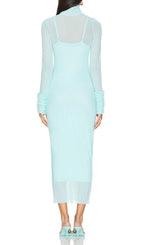 Fabunni Long Sleeve Mesh Midi Dress Flowering Girl