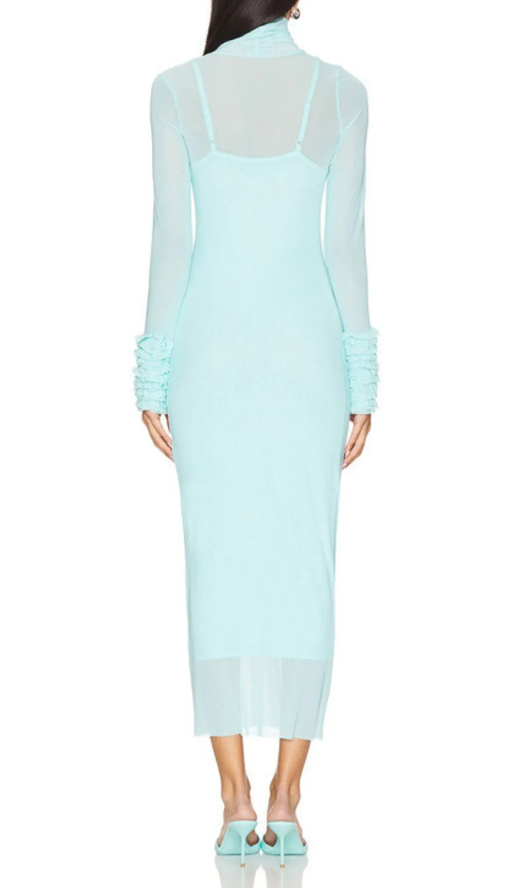 Fabunni Long Sleeve Mesh Midi Dress Flowering Girl