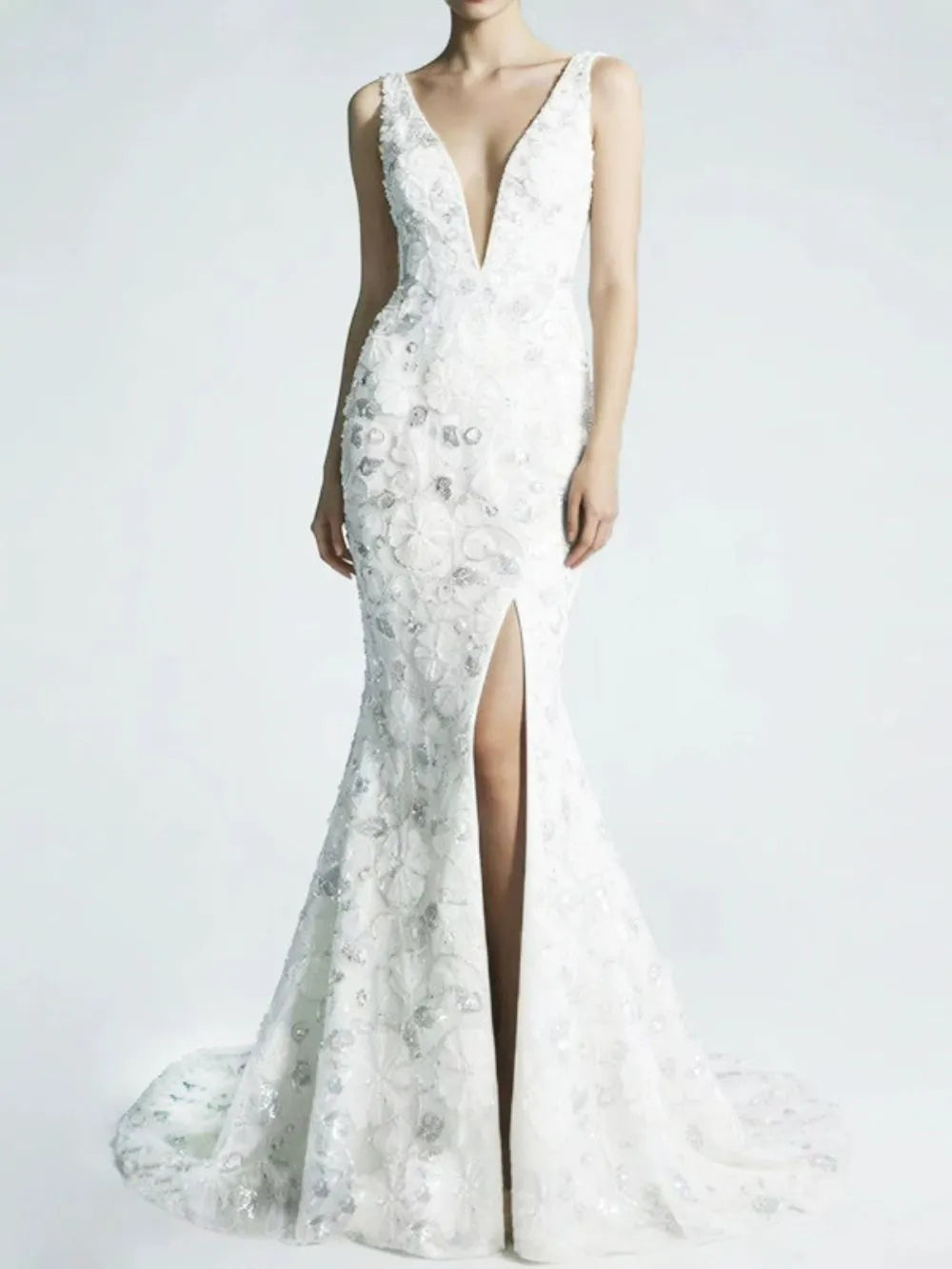 Maylise White Sequin Embellished Maxi Dress Flowering Girl
