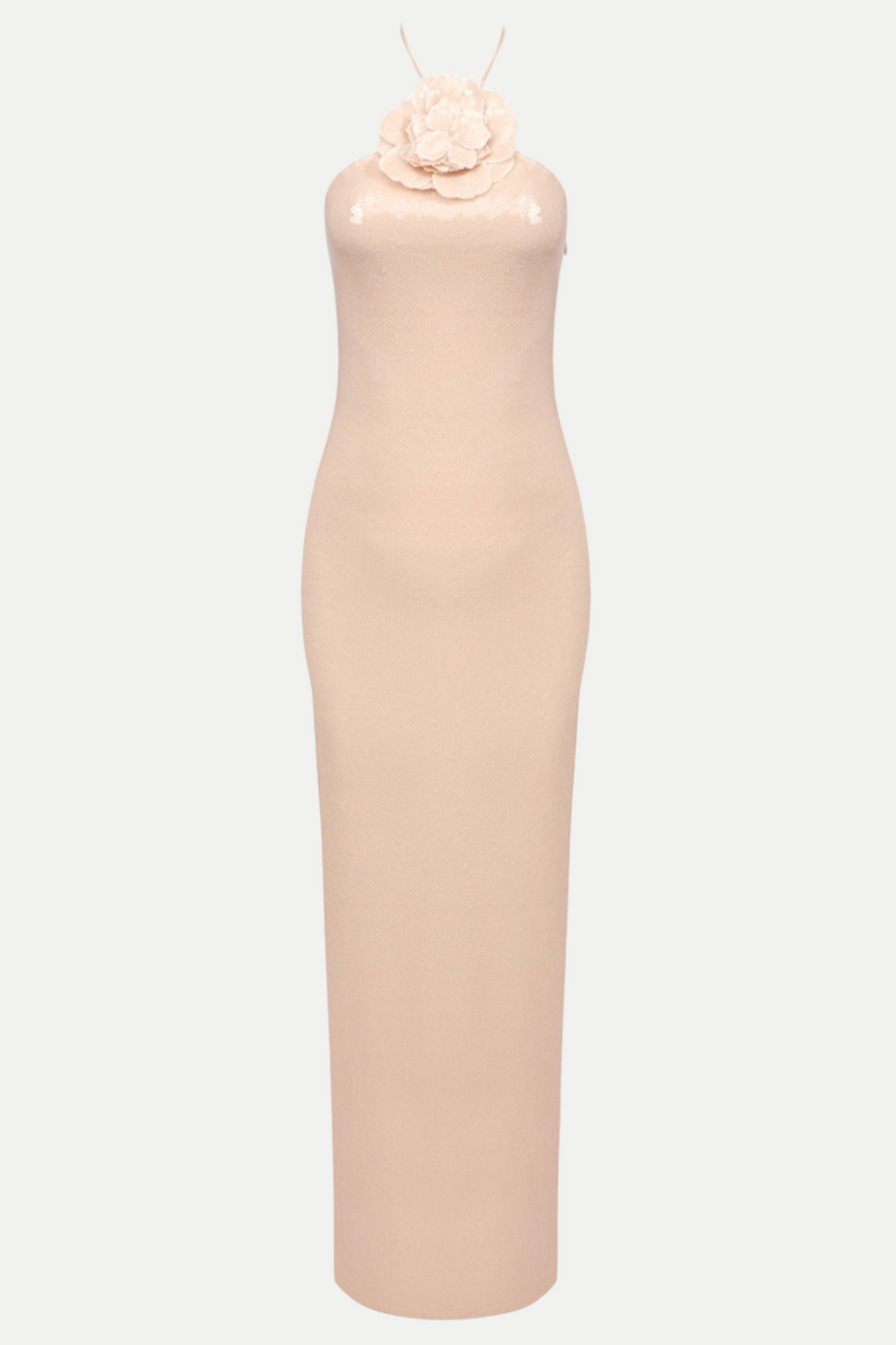 Vidonia Halter Floral Sequin Maxi Dress - Nude Flowering Girl