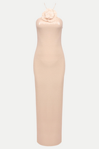 Vidonia Halter Floral Sequin Maxi Dress - Nude Flowering Girl