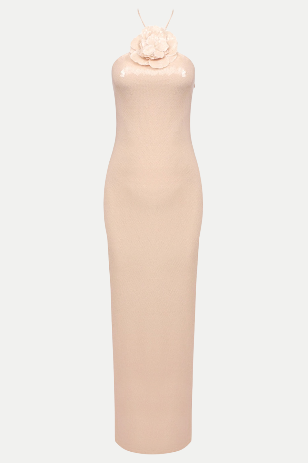 Vidonia Halter Floral Sequin Maxi Dress - Nude Flowering Girl