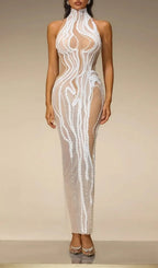 Marvex Sequin Pearl Mesh Maxi Dress Flowering Girl