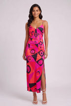 Hot Pink Satin Column Slip Dress Flowering Girl