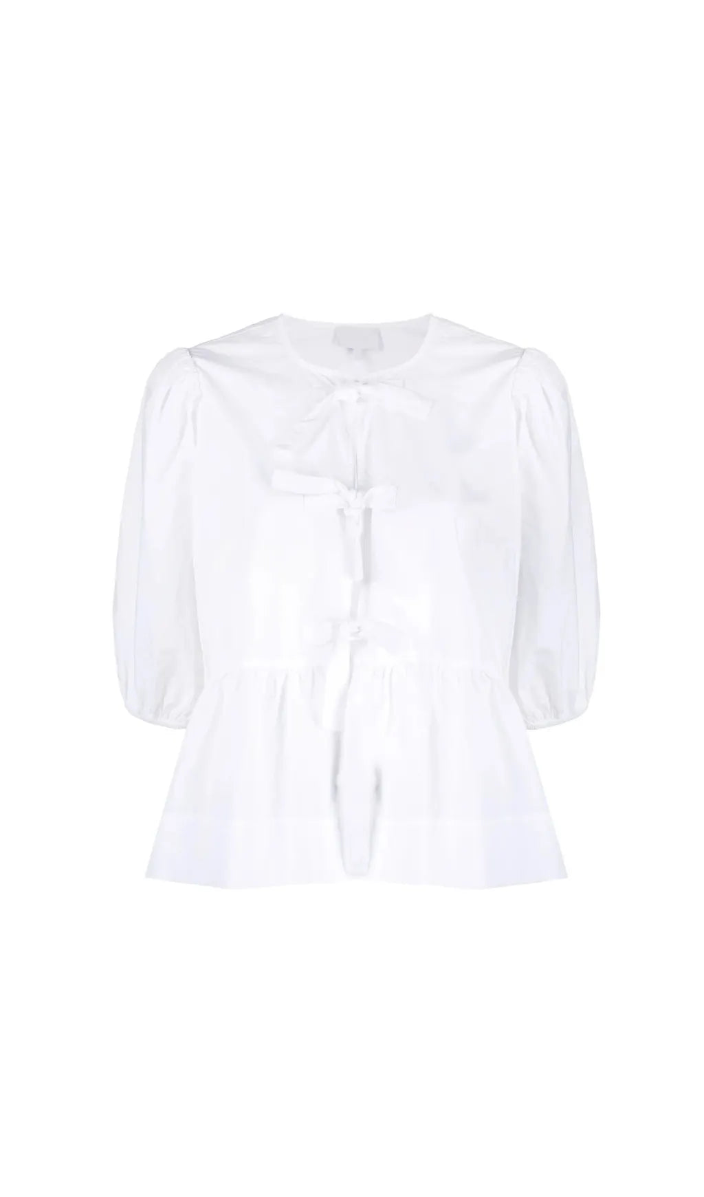 WHITE PUFF-SLEEVE ORGANIC-COTTON TOP Flowering Girl