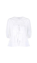 WHITE PUFF-SLEEVE ORGANIC-COTTON TOP Flowering Girl