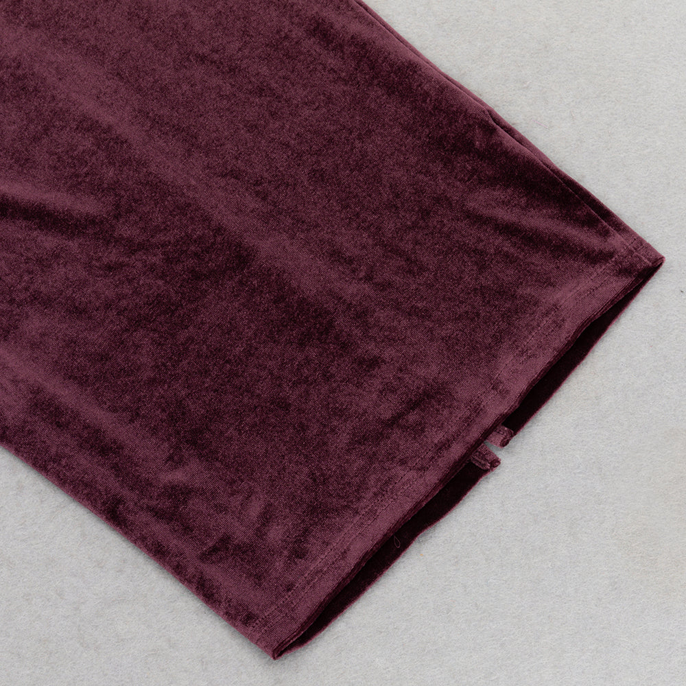 lantern sleeve velvet maxi dress in burgundy Flowering Girl