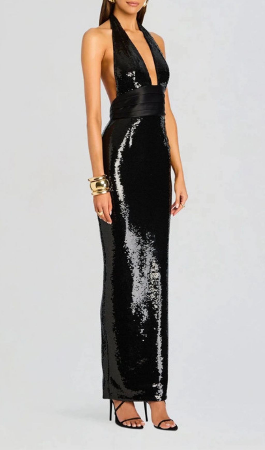 Keva Black Halter Sequin Maxi Dress Flowering Girl
