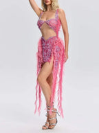 Ulrican Crystal Ruffle Mesh Mini Dress Flowering Girl