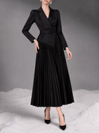 Moana Black Long Sleeve Pleated Maxi Dress Flowering Girl