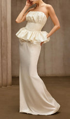 Dysis Strapless Pleated Maxi Dress Flowering Girl