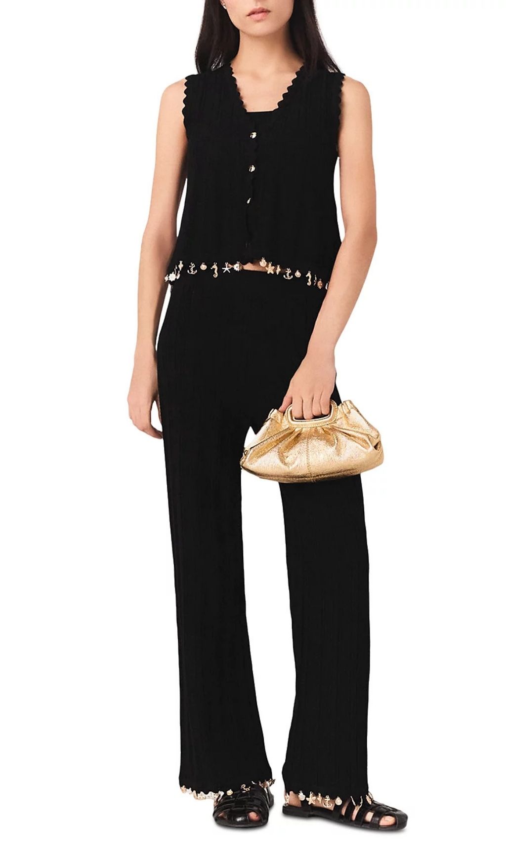 Pishella Jeweled Knit Pants Flowering Girl