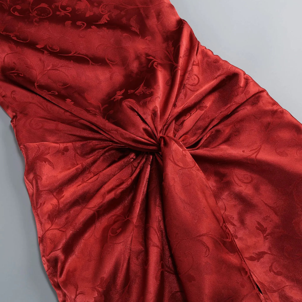 Mayer Red Satin Jacquard Maxi Dress Flowering Girl
