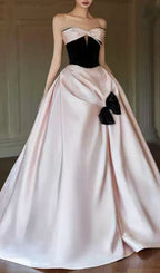 Karisse Pink Strapless Bow Maxi Dress Flowering Girl
