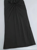 Bandeau Drape Maxi Dress In Black Flowering Girl