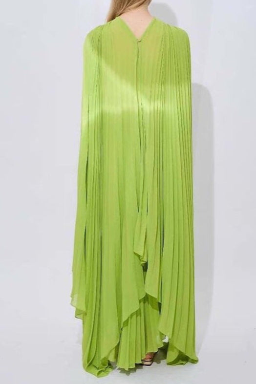 Alyssa Pleated Grass Green Maxi Dress Flowering Girl