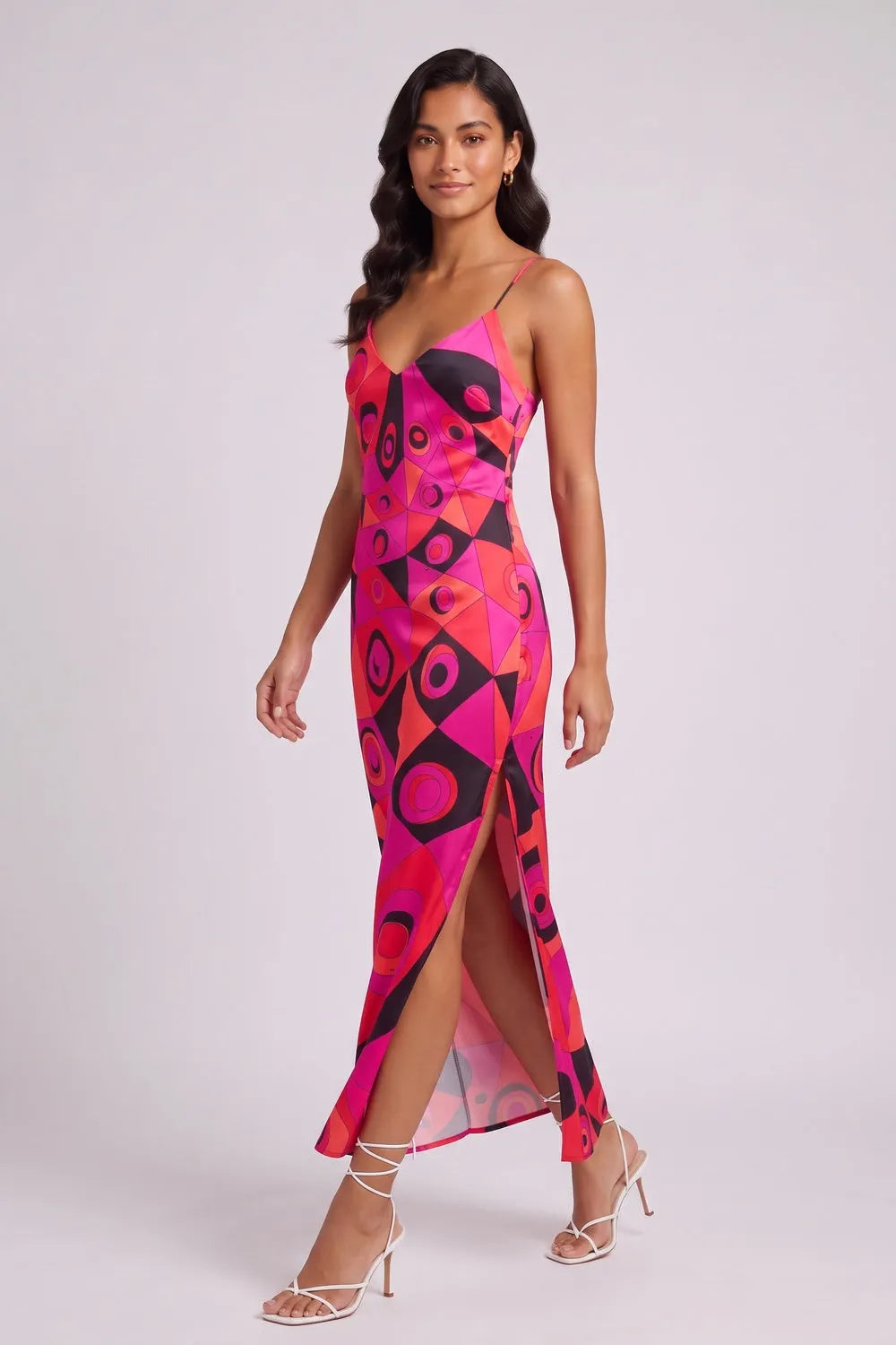 Hot Pink Satin Column Slip Dress Flowering Girl