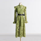 Adora Olive Lace Sleeve Midi Dress Flowering Girl