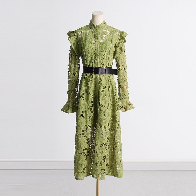 Adora Olive Lace Sleeve Midi Dress Flowering Girl