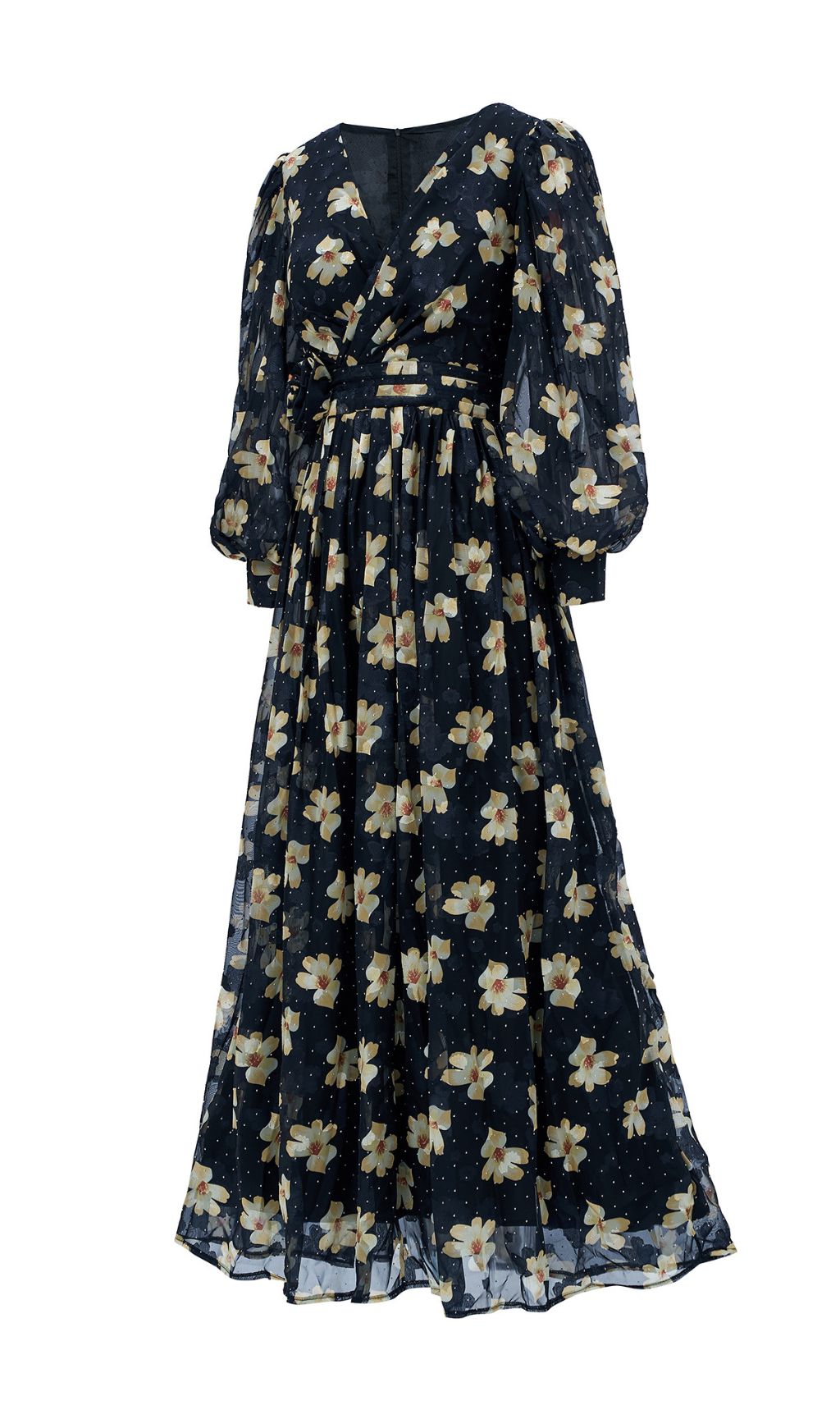 Feodora Floral Printed Long Sleeve Maxi Dress Flowering Girl