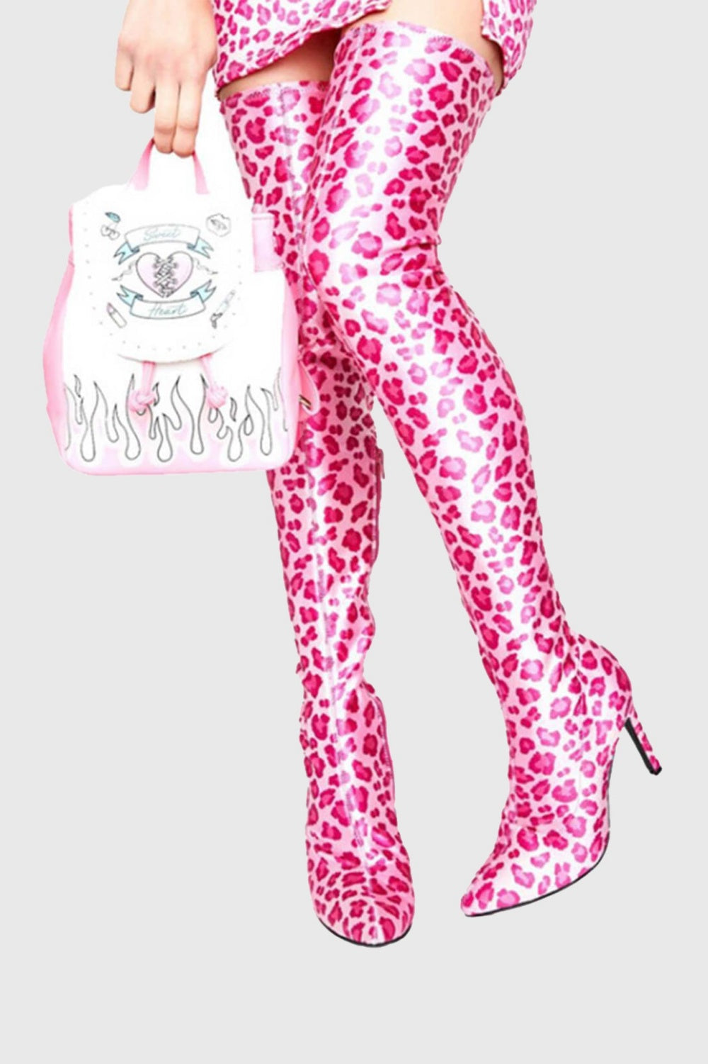 Giselle Leopard Print Thigh-high Boots - Pink Flowering Girl