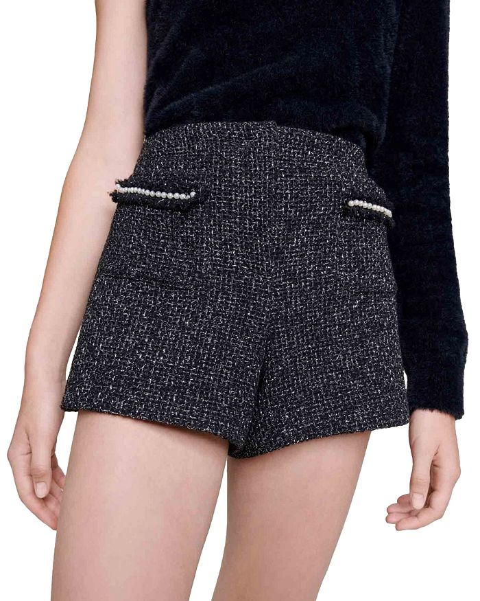 SEQUIN BEAD TRIM TWEED SHORTS Flowering Girl
