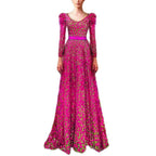 Pink Embroidered Sequin Long Dress Flowering Girl