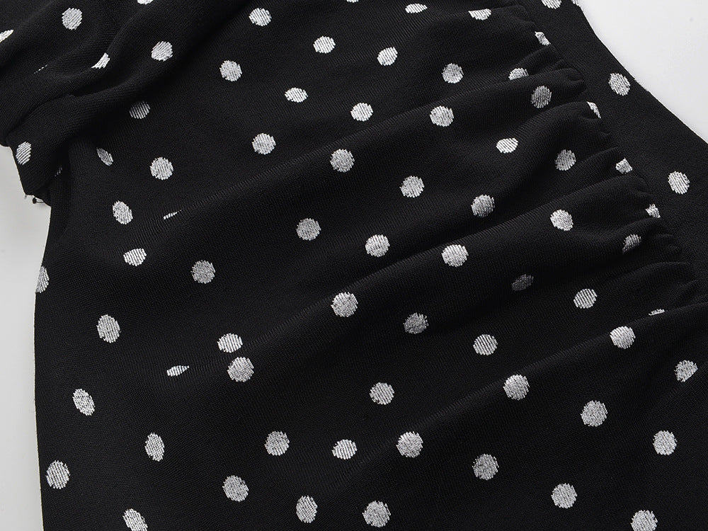Polka Dot Draped Midi Dress Flowering Girl