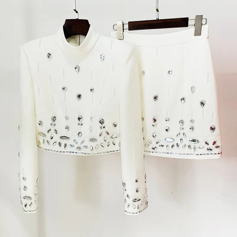 Cordis Crystal Long Sleeve Two-Piece Set Flowering Girl