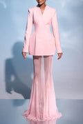 Ilhamp Pink Blazer & Mesh Skirt Set Flowering Girl