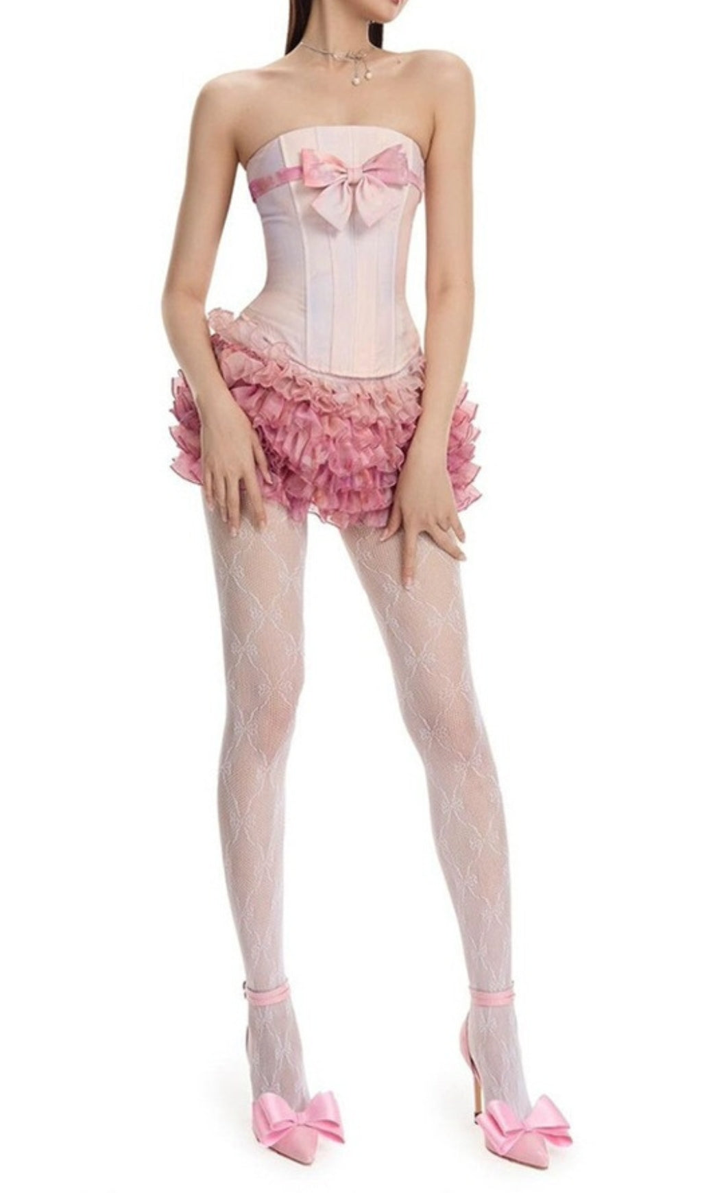 Dalili Pink Corset Top & Skirt Set Flowering Girl