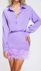 Feather Long Sleeve Shirt Dress Flowering Girl