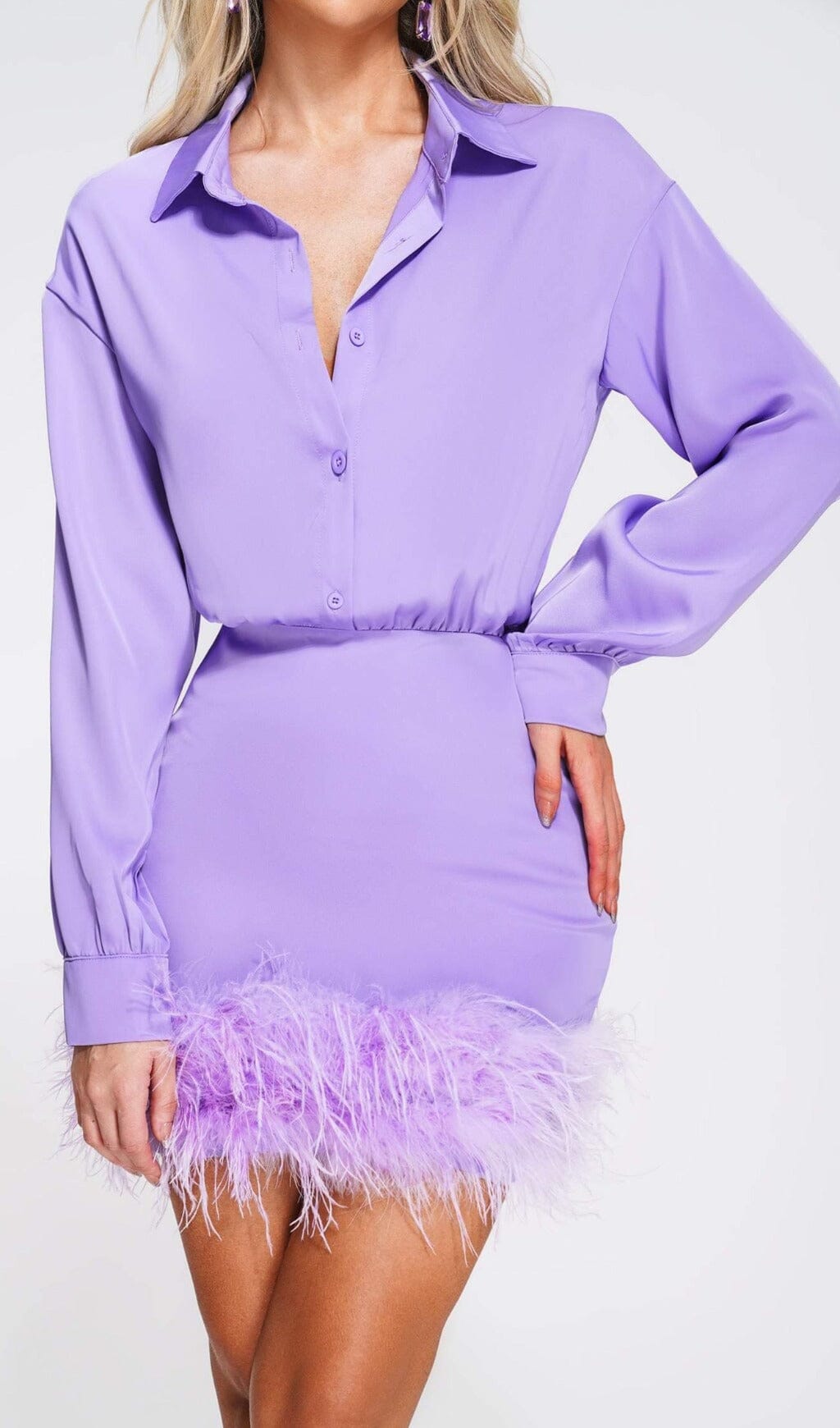 Feather Long Sleeve Shirt Dress Flowering Girl