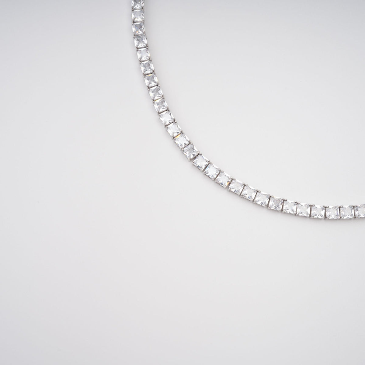 Avril Silver Tone Square Cut Crystal Embellished Necklace Flowering Girl