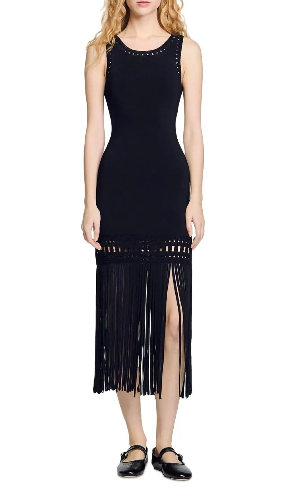 Fringed Knit Dress Flowering Girl